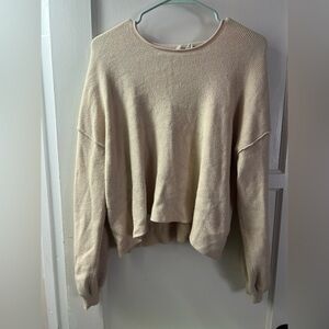 Sky and Sparrow Cream Crew Neck Sweater